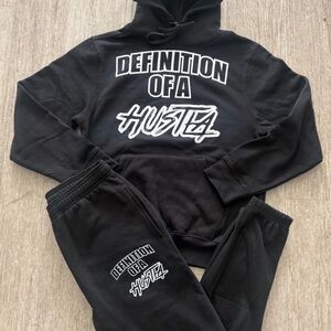 Men's Black Hoodie and Joggers Set
